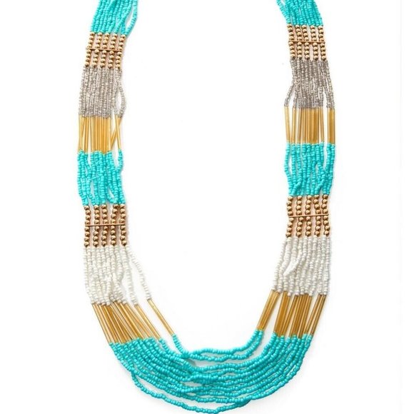 BOSTON PROPER TURQUOISE BEADED LONG NECKLACE - Picture 2 of 4